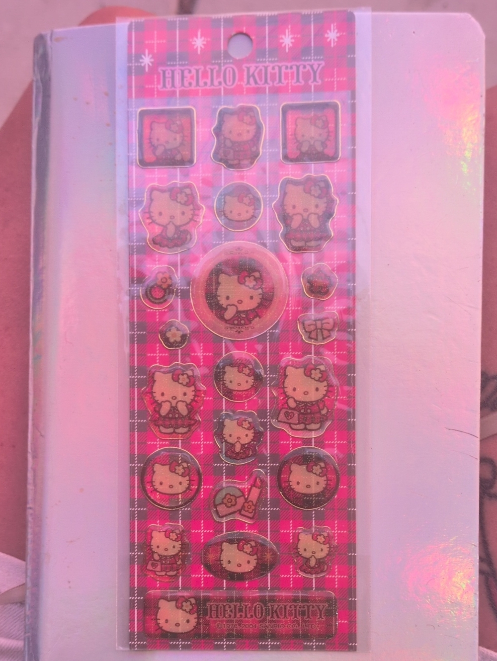 Hello Kitty Pink Plaid Phone Sticker Pack
